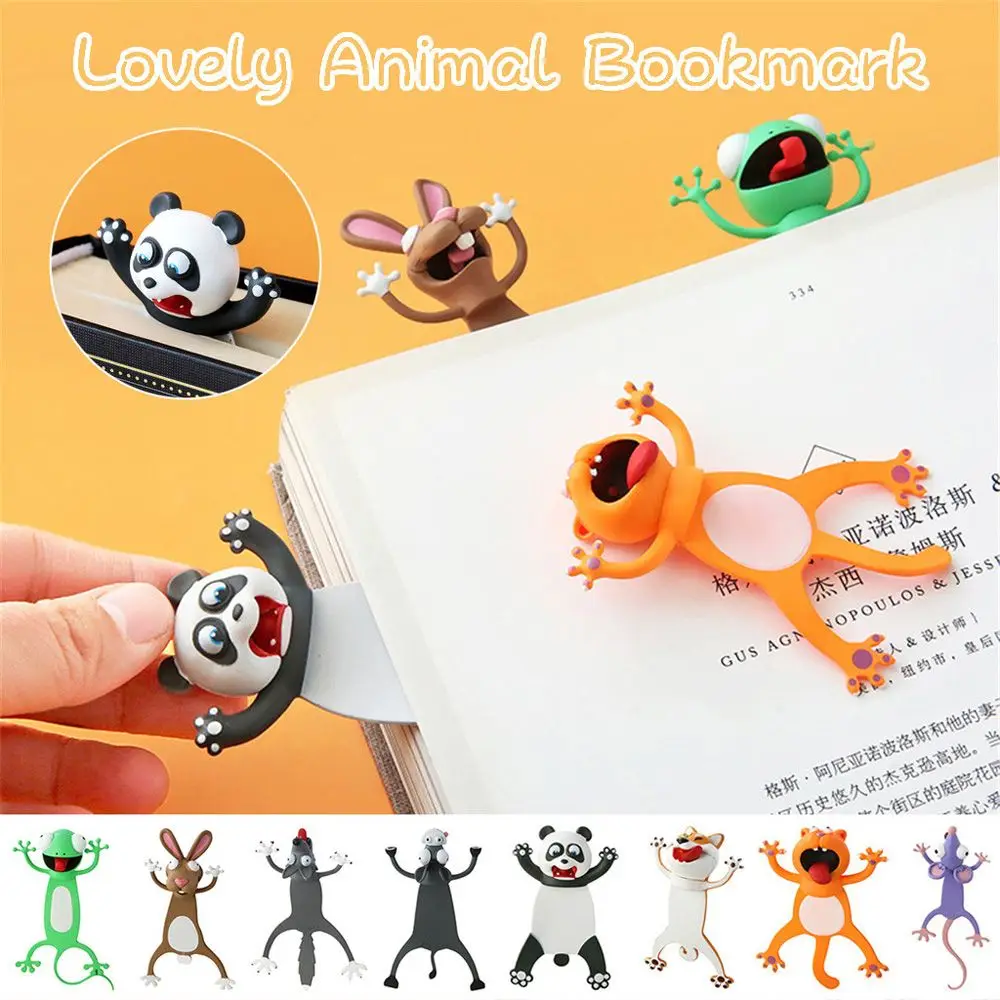 1Pc 3D Stereo Cartoon Marker Animal Bookmarks Ocean Series Seal Octopus Cat Panda And Shiba Inu Stationery for Children Bookmark thumbnail 5