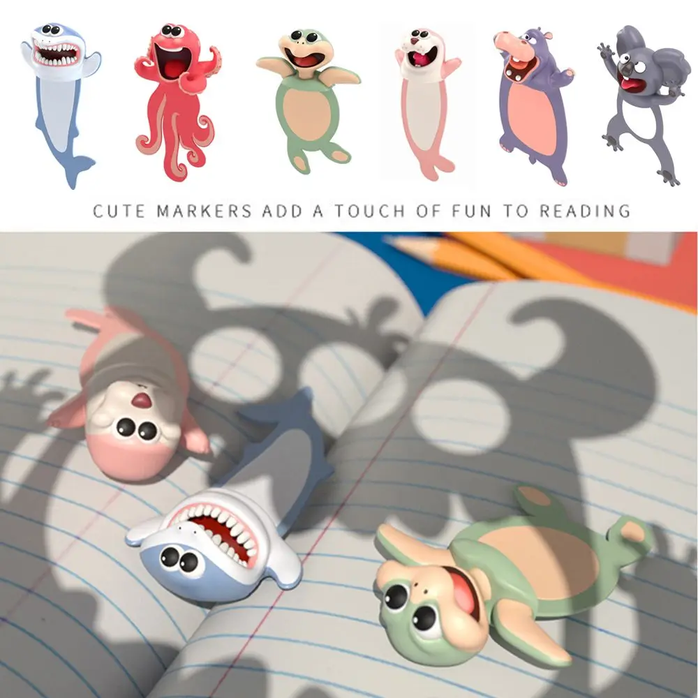 1Pc 3D Stereo Cartoon Marker Animal Bookmarks Ocean Series Seal Octopus Cat Panda And Shiba Inu Stationery for Children Bookmark thumbnail 4