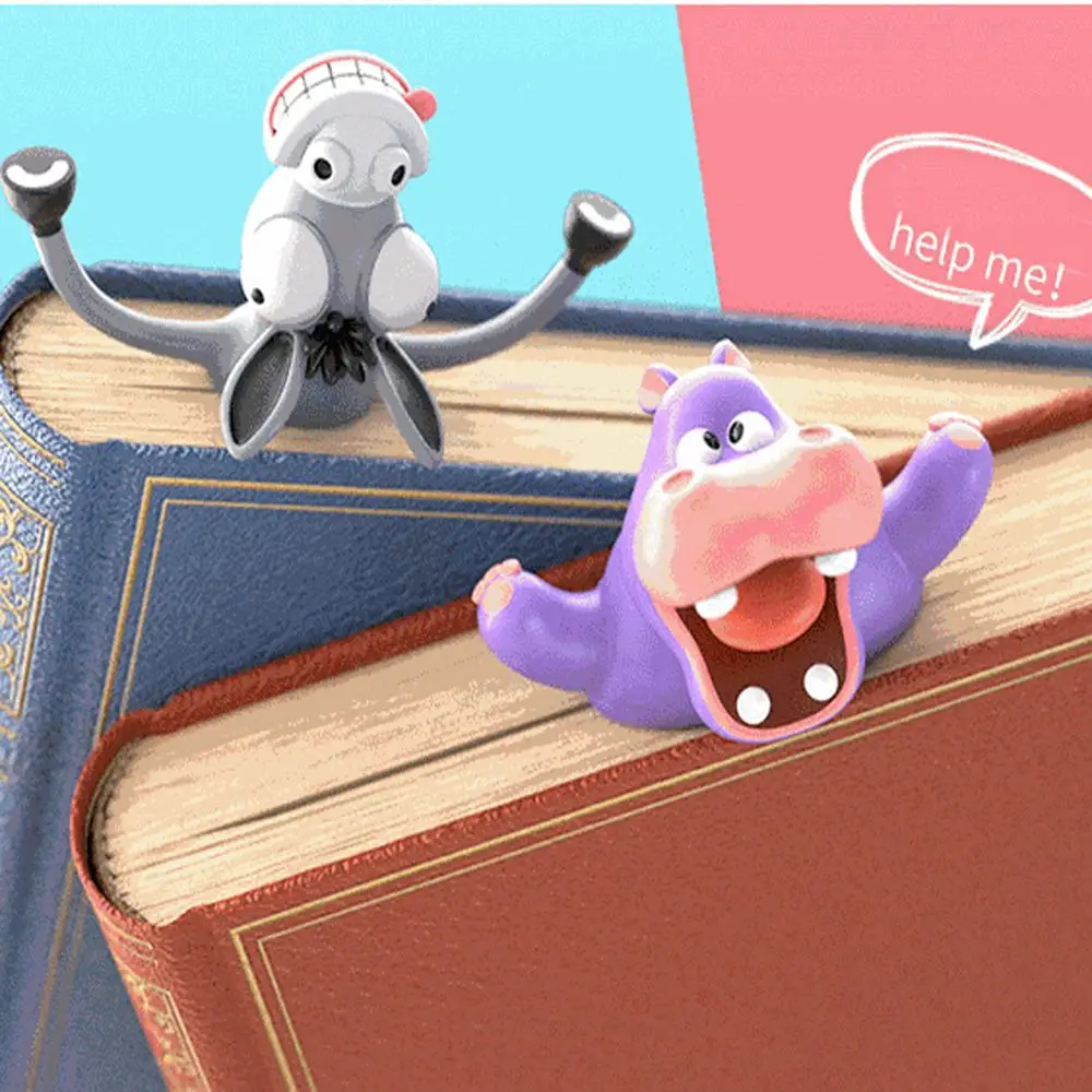 1Pc 3D Stereo Cartoon Marker Animal Bookmarks Ocean Series Seal Octopus Cat Panda And Shiba Inu Stationery for Children Bookmark thumbnail 6