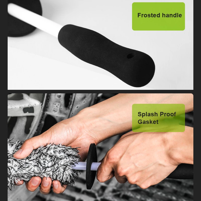 SEAMETAL Microfiber Car Wash Brush Cleaning Gloves Plastic Handle Wheel Brush Double-Side Absorbent Clean Glove Car Washing Tool thumbnail 4
