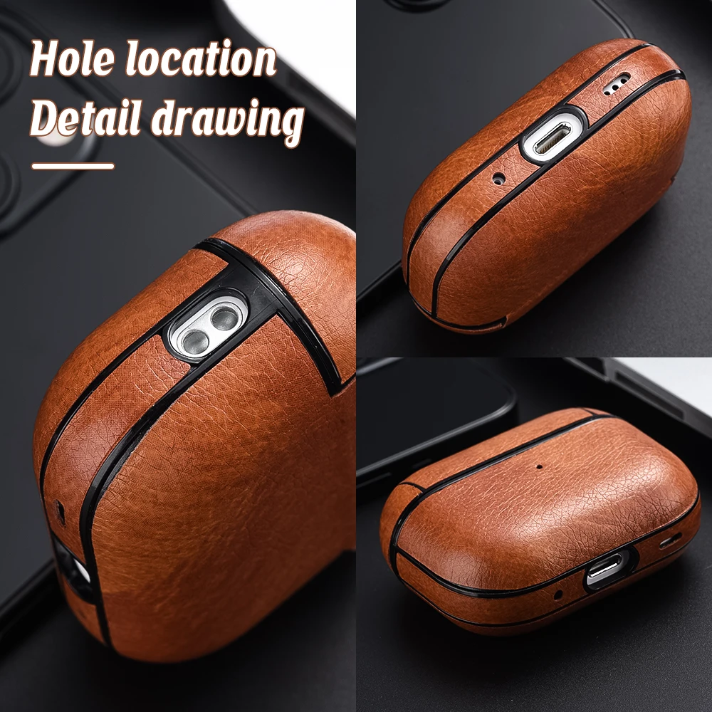 For Airpods Pro 3 Case Leather Business Earphone Case Headset Shell Headphone Cover For Apple AirPod 4 3 Pro 2nd Gen USB C Funda thumbnail 6