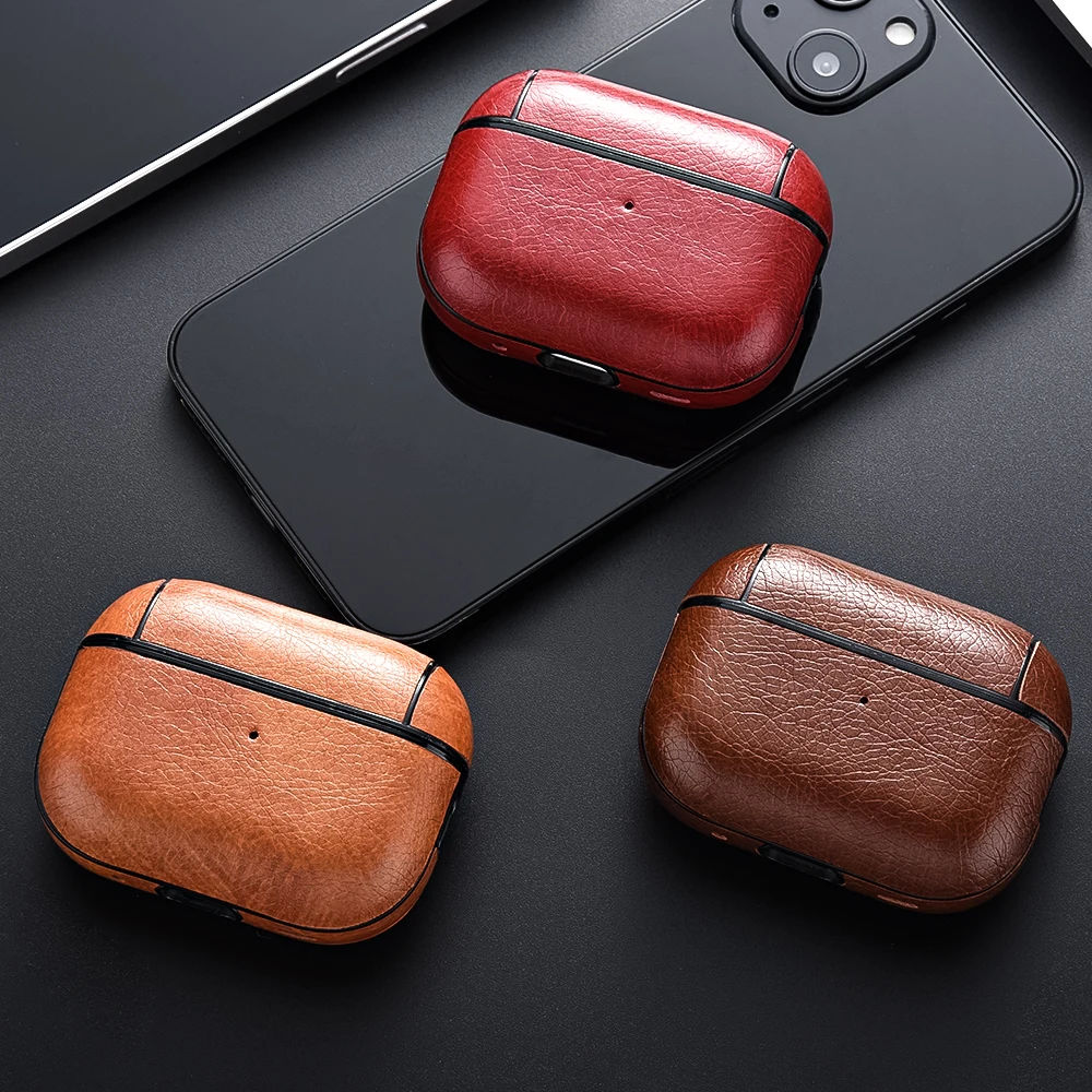 For Airpods Pro 3 Case Leather Business Earphone Case Headset Shell Headphone Cover For Apple AirPod 4 3 Pro 2nd Gen USB C Funda thumbnail 2