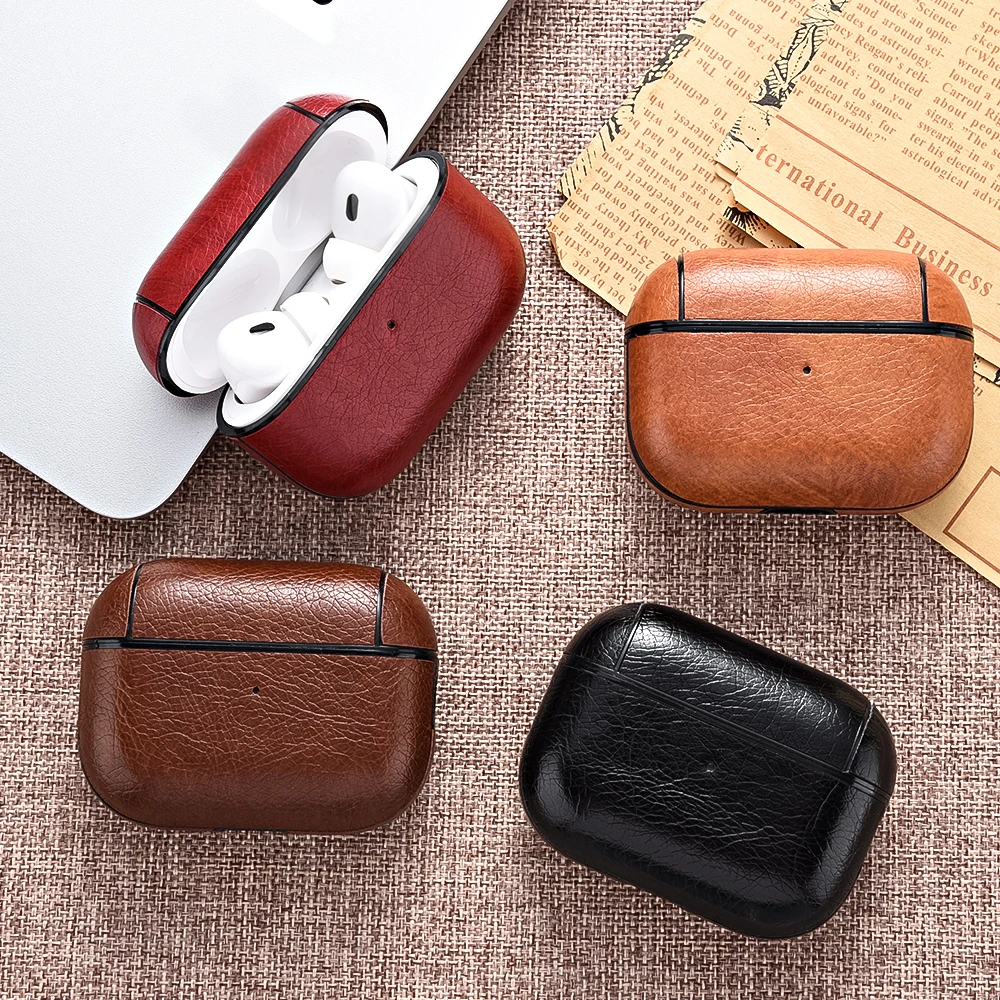 For Airpods Pro 3 Case Leather Business Earphone Case Headset Shell Headphone Cover For Apple AirPod 4 3 Pro 2nd Gen USB C Funda thumbnail 3