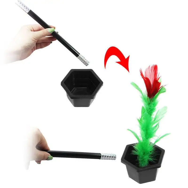 Magic Wand to Flower Easy Magic Trick Toys Close Up Flowerpot Wand Stage Show Prop Appearing Flower Trick Gift for Adults Kids thumbnail 2