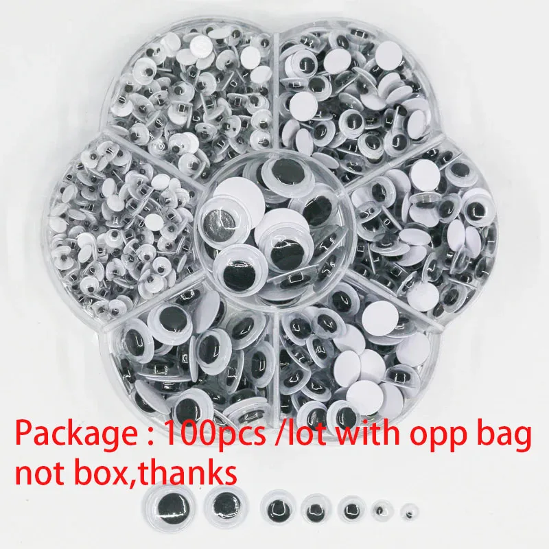 100Ps Self-Adhesive Wiggly Googly Doll Eye Movable Simulation Cartoon Animal Eyeball DIY Kindergarten Children Craft Supplies