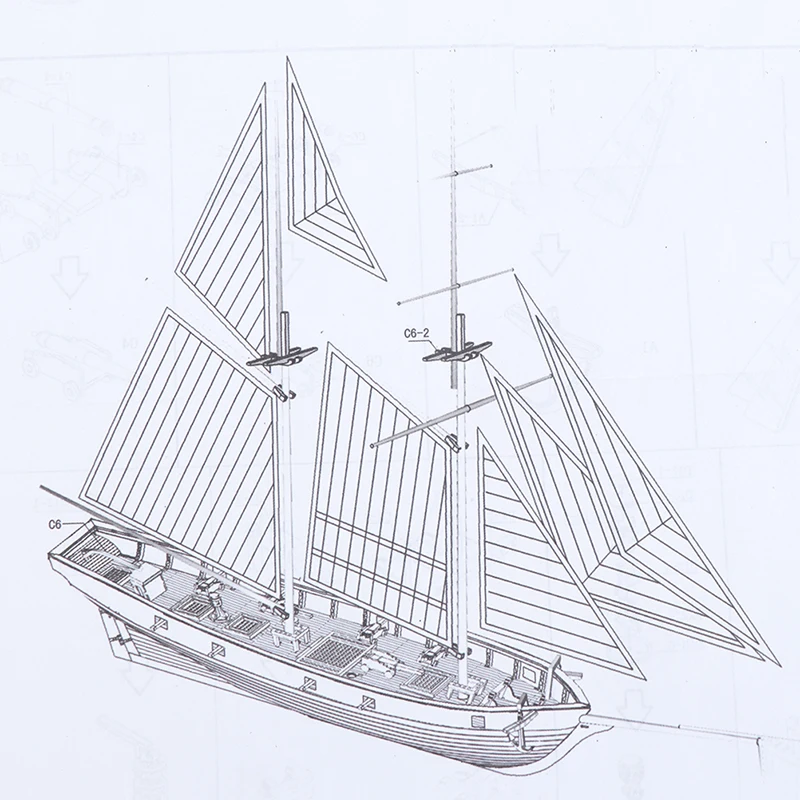Handmade Wooden Sailboat Ship Kits 1:100 Scale DIY Model Toy Home Decoration Boat Gift Toy Wooden Ships Model Assembly Toy thumbnail 2