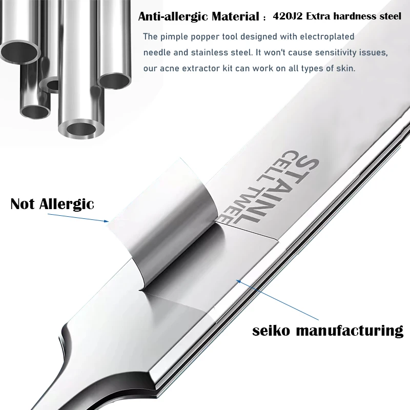 Acne Blackhead Removal Needles Stainless Steel Black Spot Blemish Pimple Removal Needle Deep Cleansing Tool Face Skin Care Kit thumbnail 6