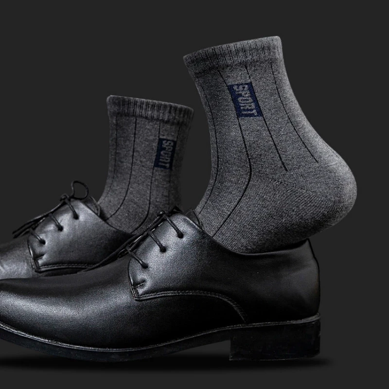 20Pcs=10Pairs High Quality Men Socks Cotton Breathable Sweat-Absorbent Middle Tuble Black Socks Deodorant Business Men Gift Sock thumbnail 5
