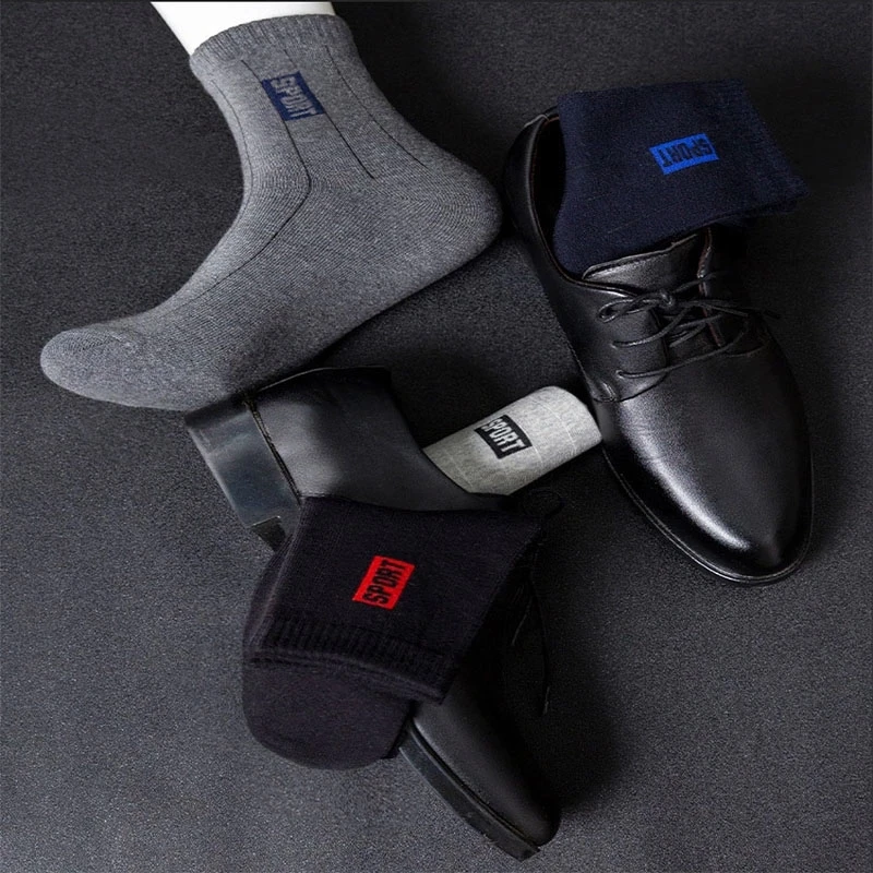 20Pcs=10Pairs High Quality Men Socks Cotton Breathable Sweat-Absorbent Middle Tuble Black Socks Deodorant Business Men Gift Sock thumbnail 6
