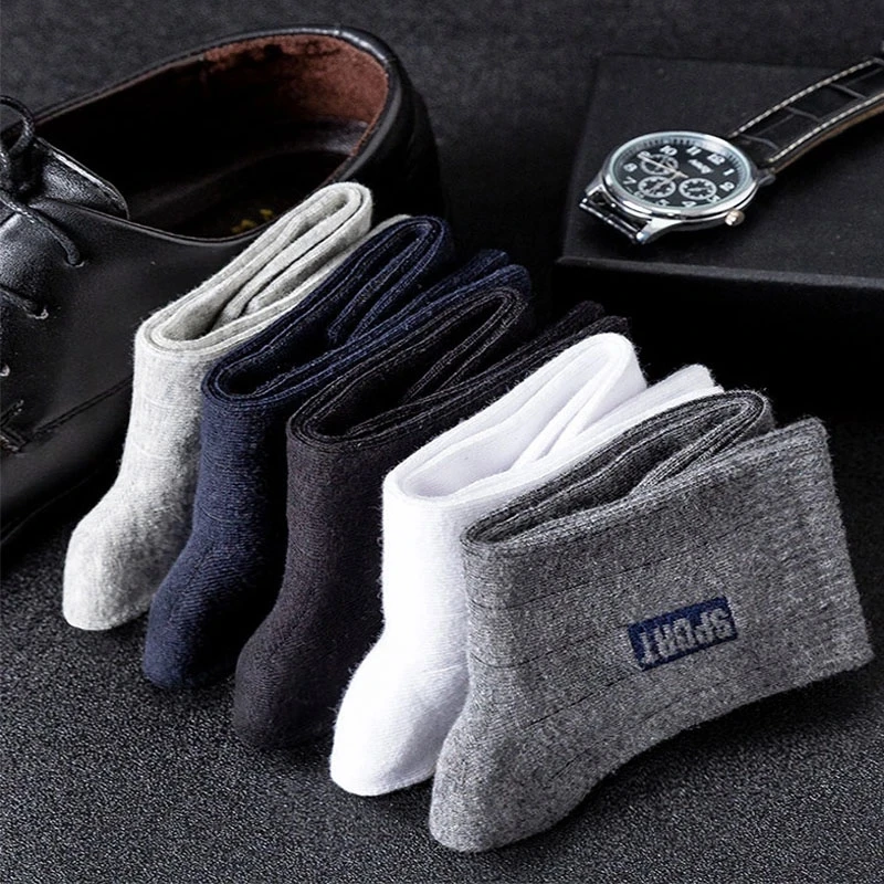 20Pcs=10Pairs High Quality Men Socks Cotton Breathable Sweat-Absorbent Middle Tuble Black Socks Deodorant Business Men Gift Sock thumbnail 4