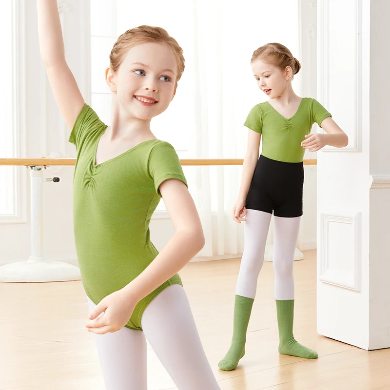 Toddler Girls Ballet Leotards Gymnastics Leotard Dance Bodysuits Cotton Short/Long Sleeve Dance Wear Ballet Bodysuit for Dancing thumbnail 3