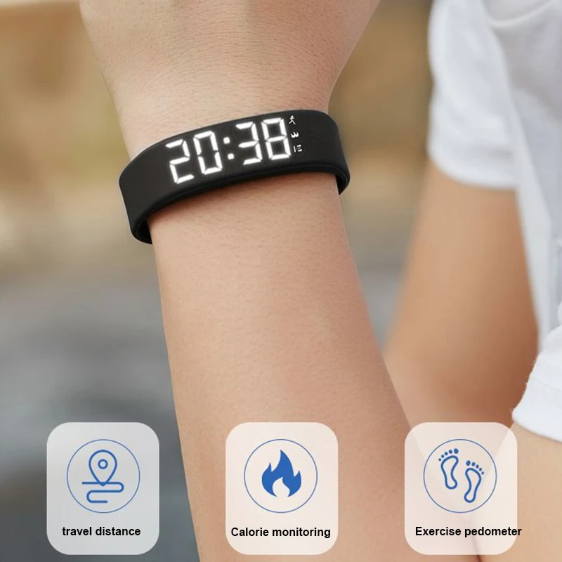 Smart Bracelet LED Digital Waterproof Smart Clock Smartband With running pedometer Monitor Smart Band Vibration Alarm Reminder thumbnail 3