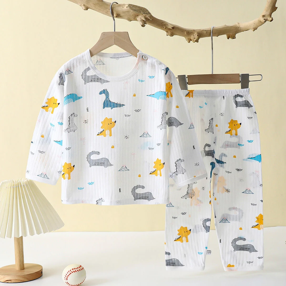 Soft Breathable Cotton Baby Children Pajamas Set Cute Cartoon Long Sleeve Home Sleepwear Set for 0-5 Years Old thumbnail 5