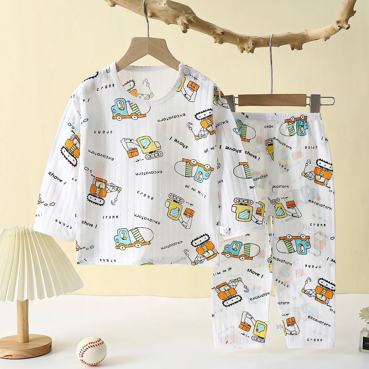 Soft Breathable Cotton Baby Children Pajamas Set Cute Cartoon Long Sleeve Home Sleepwear Set for 0-5 Years Old thumbnail 3