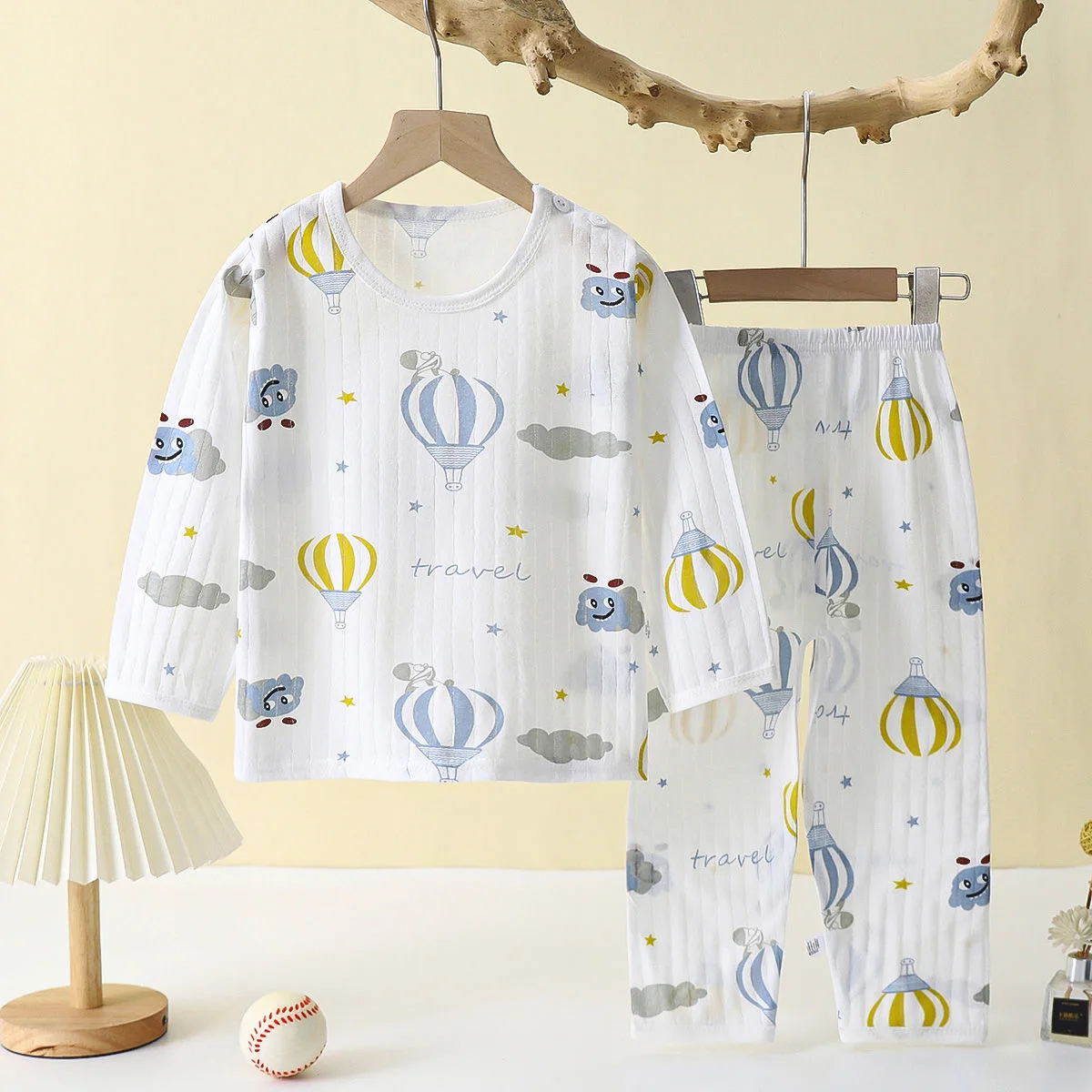 Soft Breathable Cotton Baby Children Pajamas Set Cute Cartoon Long Sleeve Home Sleepwear Set for 0-5 Years Old thumbnail 4