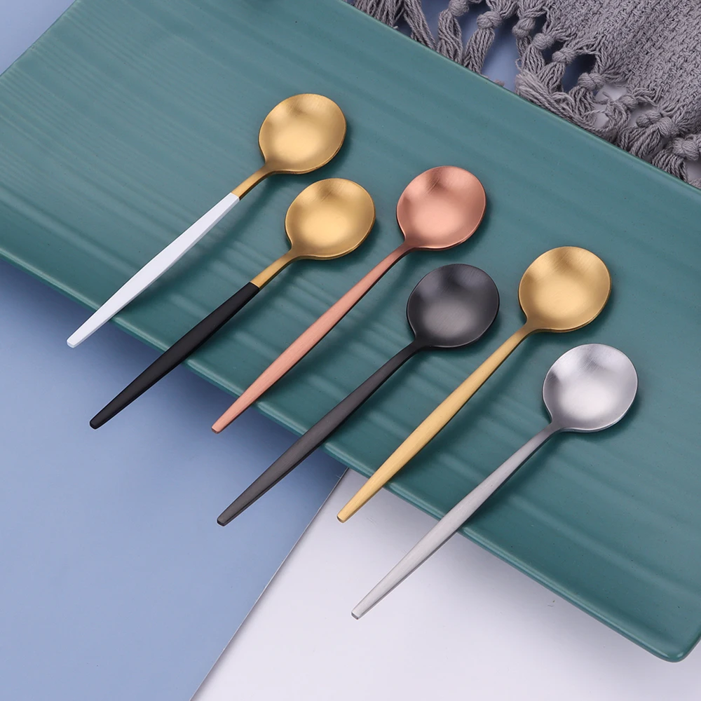 5/6 Pieces Gold Stirring Teaspoons Stainless Steel Mini Coffee Spoon Set Ice Cream Cake Dessert Spoon Mirror Kitchen Utensils thumbnail 3