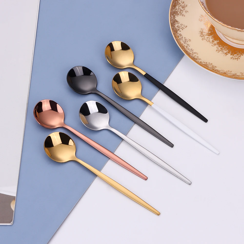 5/6 Pieces Gold Stirring Teaspoons Stainless Steel Mini Coffee Spoon Set Ice Cream Cake Dessert Spoon Mirror Kitchen Utensils thumbnail 2