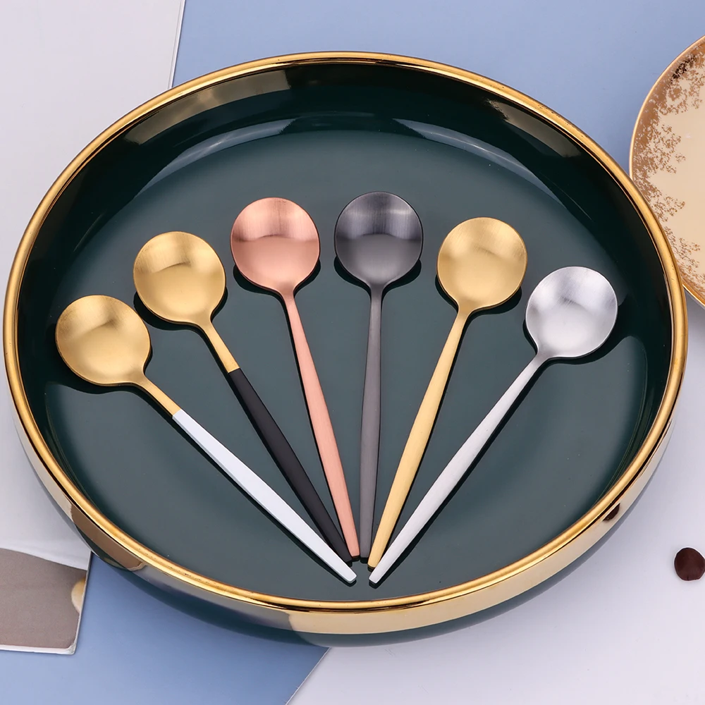 5/6 Pieces Gold Stirring Teaspoons Stainless Steel Mini Coffee Spoon Set Ice Cream Cake Dessert Spoon Mirror Kitchen Utensils thumbnail 4
