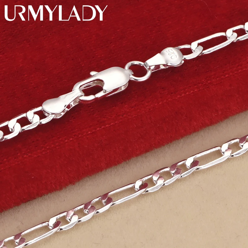 Noble new arrive 925 sterling silver 4MM chain for men Women Bracelet Necklace jewelry set lady Christma gifts charms wedding thumbnail 5