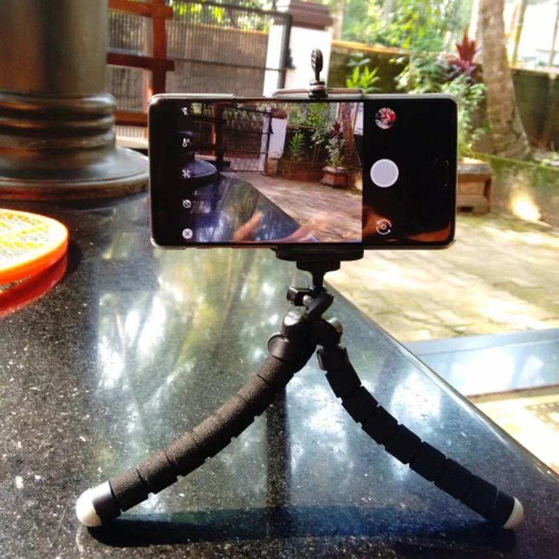 Portable Flexible Tripod Stand Mini Tripod Sponge Octopus Holder Smartphone Clip for iPhone Flexible Live with Remote Shutter thumbnail 5