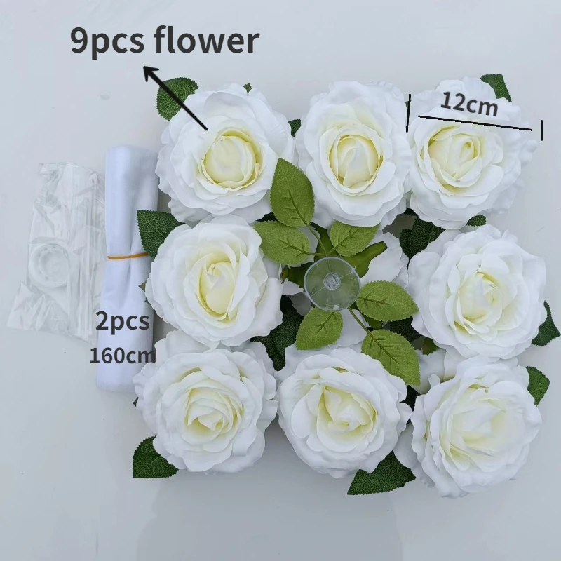 White Rose Artificial Flower for Wedding Car Decoration Bridal Car Decorations Door Handle Ribbons Silk Flower thumbnail 4