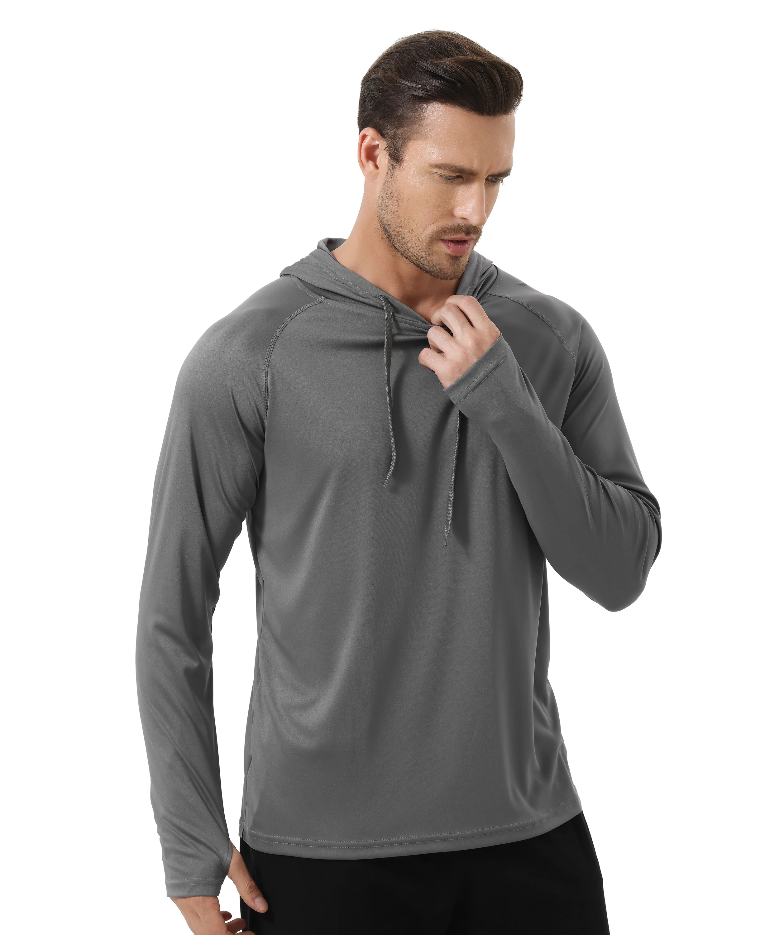 Summer Men's Long Sleeve UPF 50+ Hoodie T-Shirts, Rash Guard Quick Dry T-shirt Outdoor Sport Running Pullover thumbnail 2