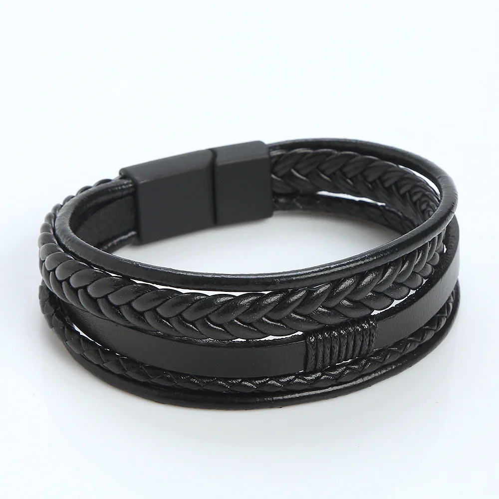 Men Genuine Leather Bracelets Multilayer Braided Rope Bracelets for Man Jewelry Bracelet Homme thumbnail 6