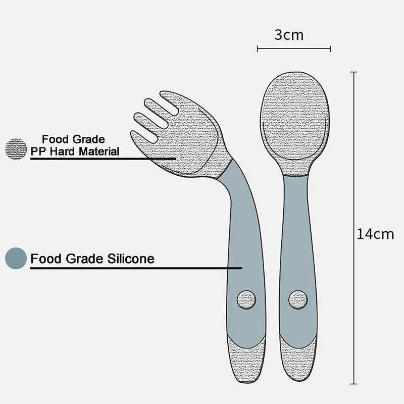 Baby Self Feeding Spoon Set 2Pcs, 360 Twist Anti-Drop Silicone Training Spoon + Fork for 6-24 Month Toddler BPA Free thumbnail 6