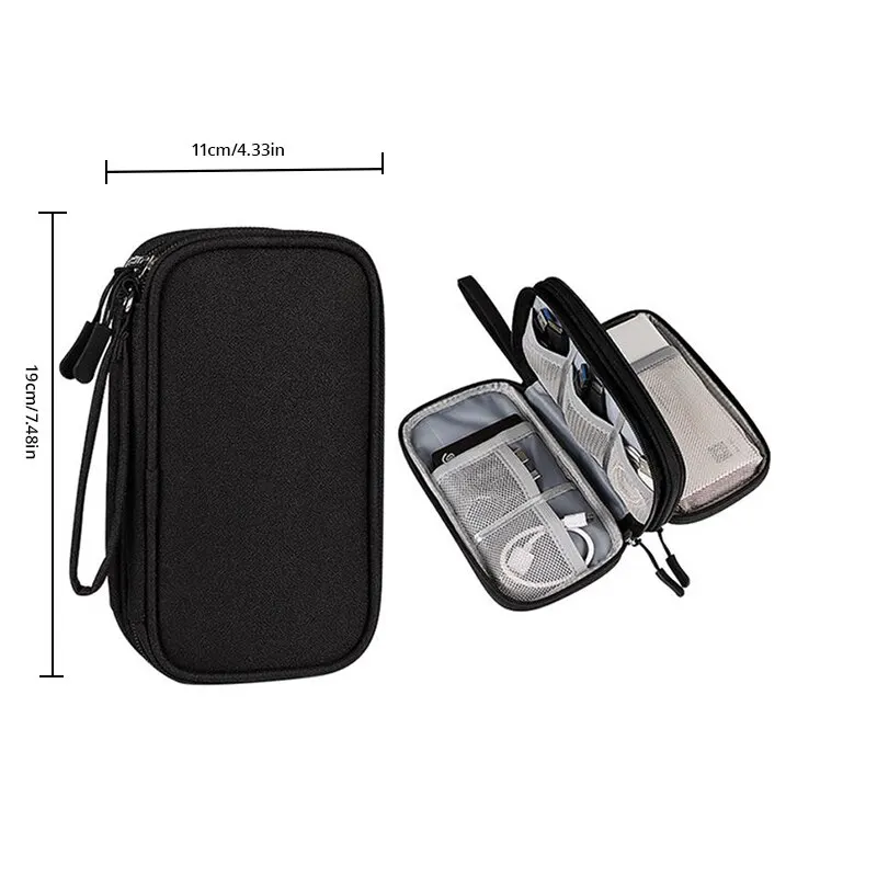 1pc Pink/Grey/Black/Navy Travel Portable Digital Product Storage Bag USB Data Cable Organizer Headset Charging Treasure Box Bag thumbnail 6