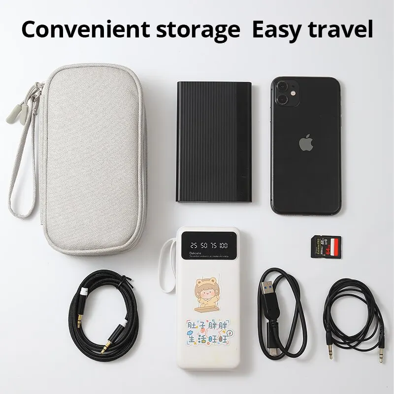 1pc Pink/Grey/Black/Navy Travel Portable Digital Product Storage Bag USB Data Cable Organizer Headset Charging Treasure Box Bag thumbnail 2