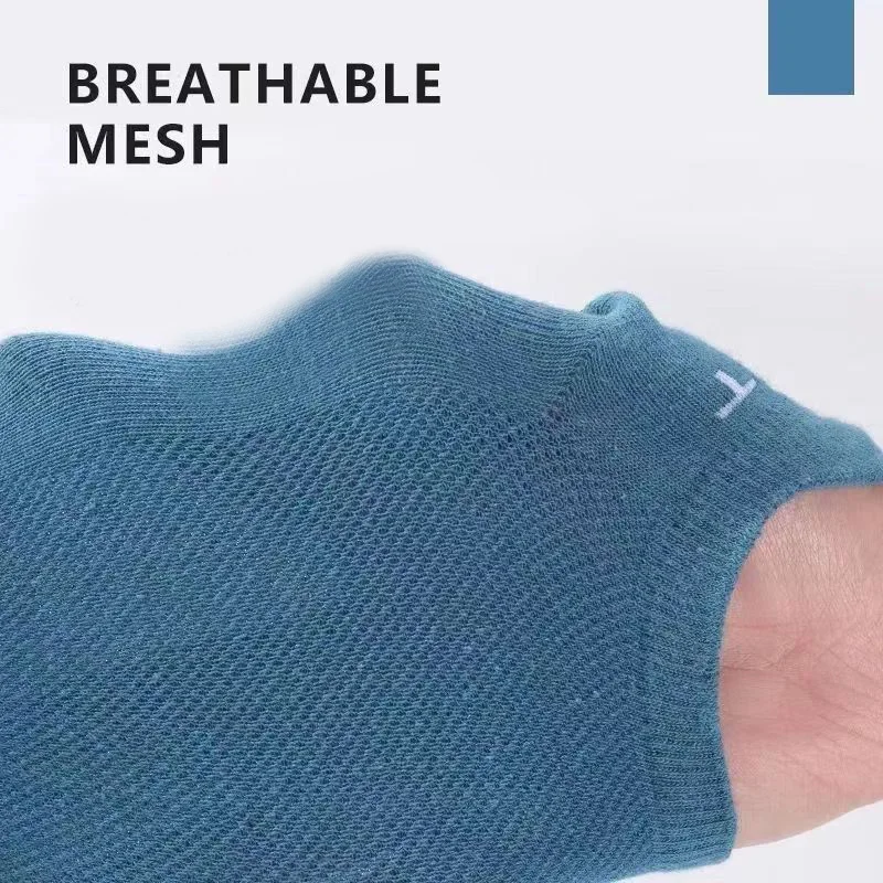 5 Pairs Of Mens Summer Thin Mesh Breathable Mens Polyester Sports Socks Sweat Absorbing Short Socks thumbnail 5