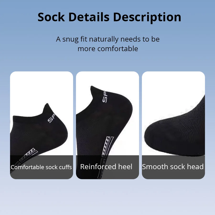5 Pairs Of Mens Summer Thin Mesh Breathable Mens Polyester Sports Socks Sweat Absorbing Short Socks thumbnail 6
