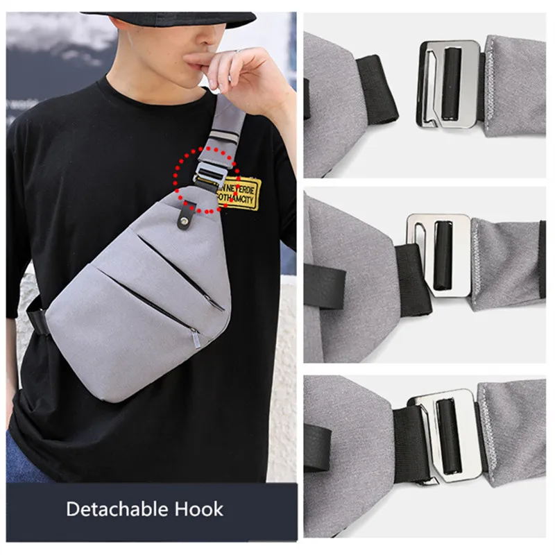 Fengdong men ultra thin anti-theft small chest bag mini cross body bags male one shoulder sling bag for travel boy sports bag thumbnail 6
