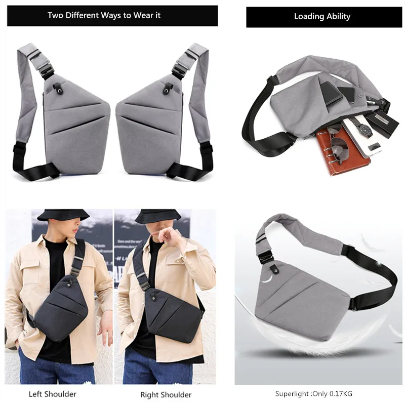 Fengdong men ultra thin anti-theft small chest bag mini cross body bags male one shoulder sling bag for travel boy sports bag thumbnail 5