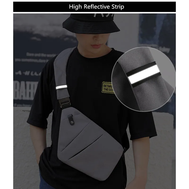 Fengdong men ultra thin anti-theft small chest bag mini cross body bags male one shoulder sling bag for travel boy sports bag thumbnail 4