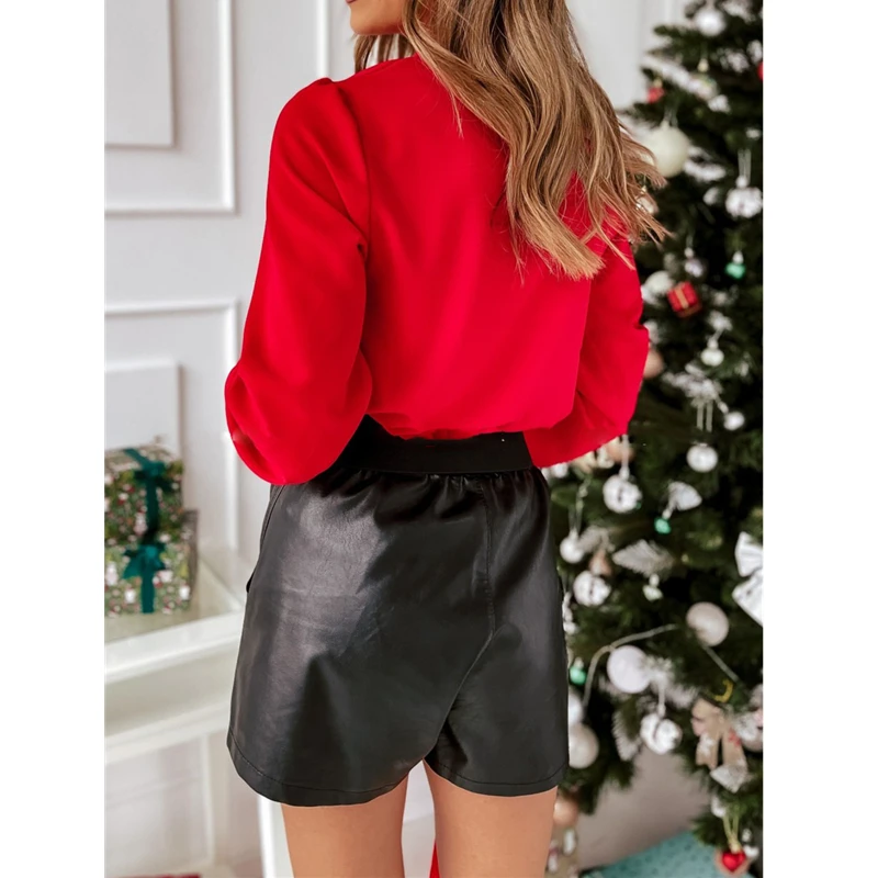 2026 Spring New Women's Stand-up Collar Long-sleeved Shirts, Fashion Office Casual Shirt, White Red Black Camisa Female Chemise thumbnail 2