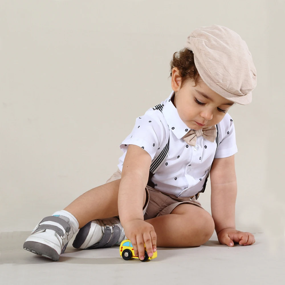 Hot Baby Boy Clothing Suit Newborn Handsome Romper Bow Set Birthday Festival Gift Jumpsuit Hat Toddler Boys Wedding Outfit Dress thumbnail 2