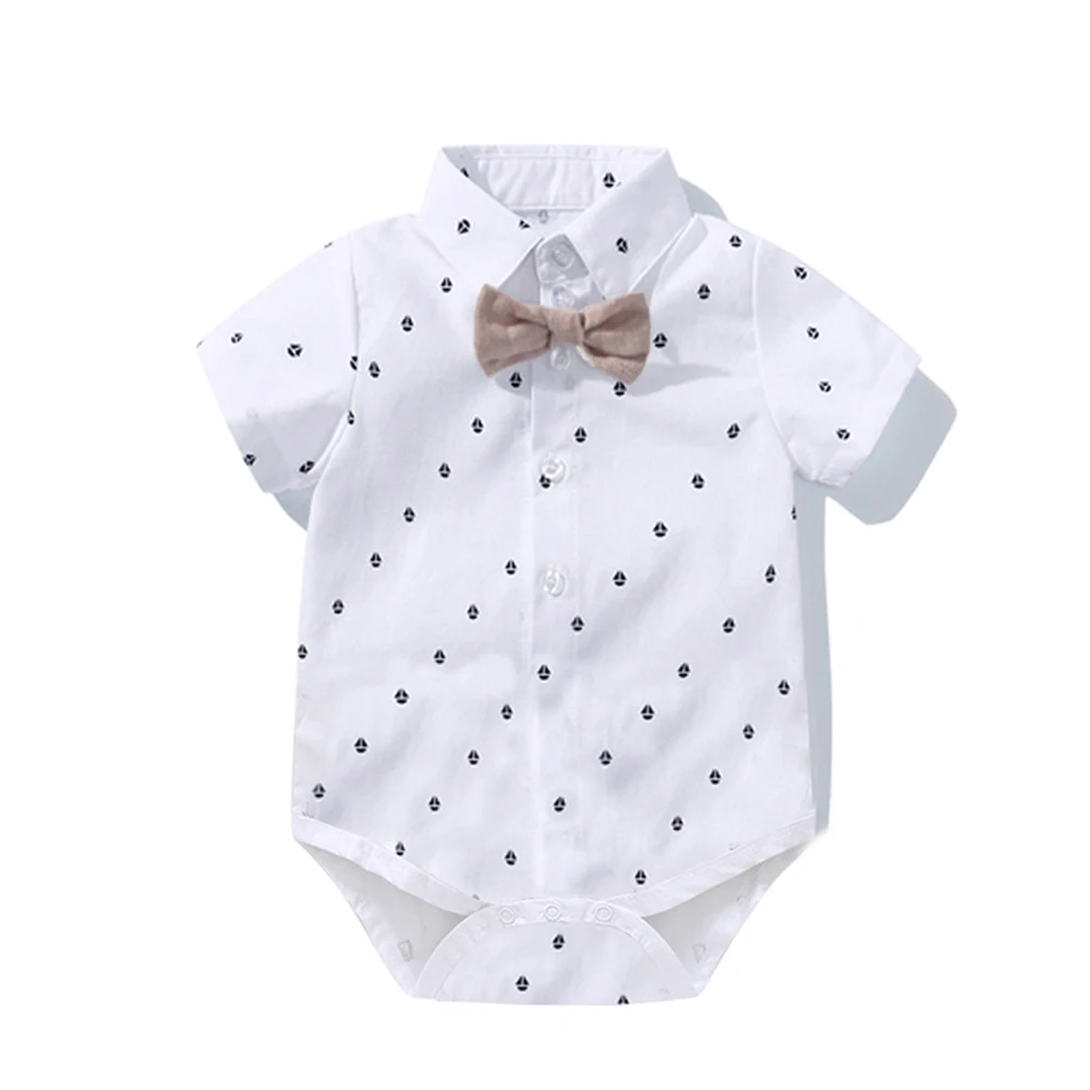 Hot Baby Boy Clothing Suit Newborn Handsome Romper Bow Set Birthday Festival Gift Jumpsuit Hat Toddler Boys Wedding Outfit Dress thumbnail 3