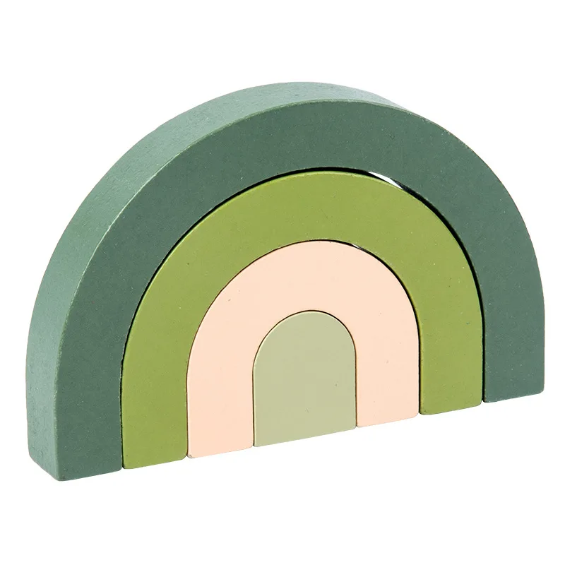 Baby Montessori Rainbow Building Blocks Wooden Toy DIY Stacking Balance Game Educational Color Cognitive Blocks Children Toys thumbnail 4
