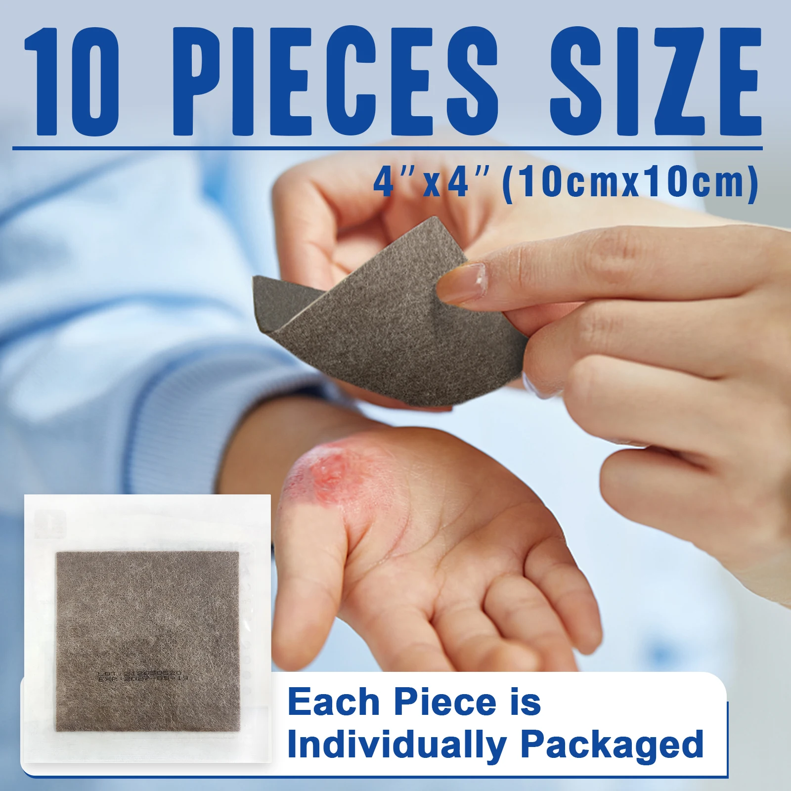 5/10pcs 2“/3“/4”" Silver Calcium Ag Alginate Wound Dressing Soft and Absorbent Dressing Gauze for Wound Care thumbnail 3