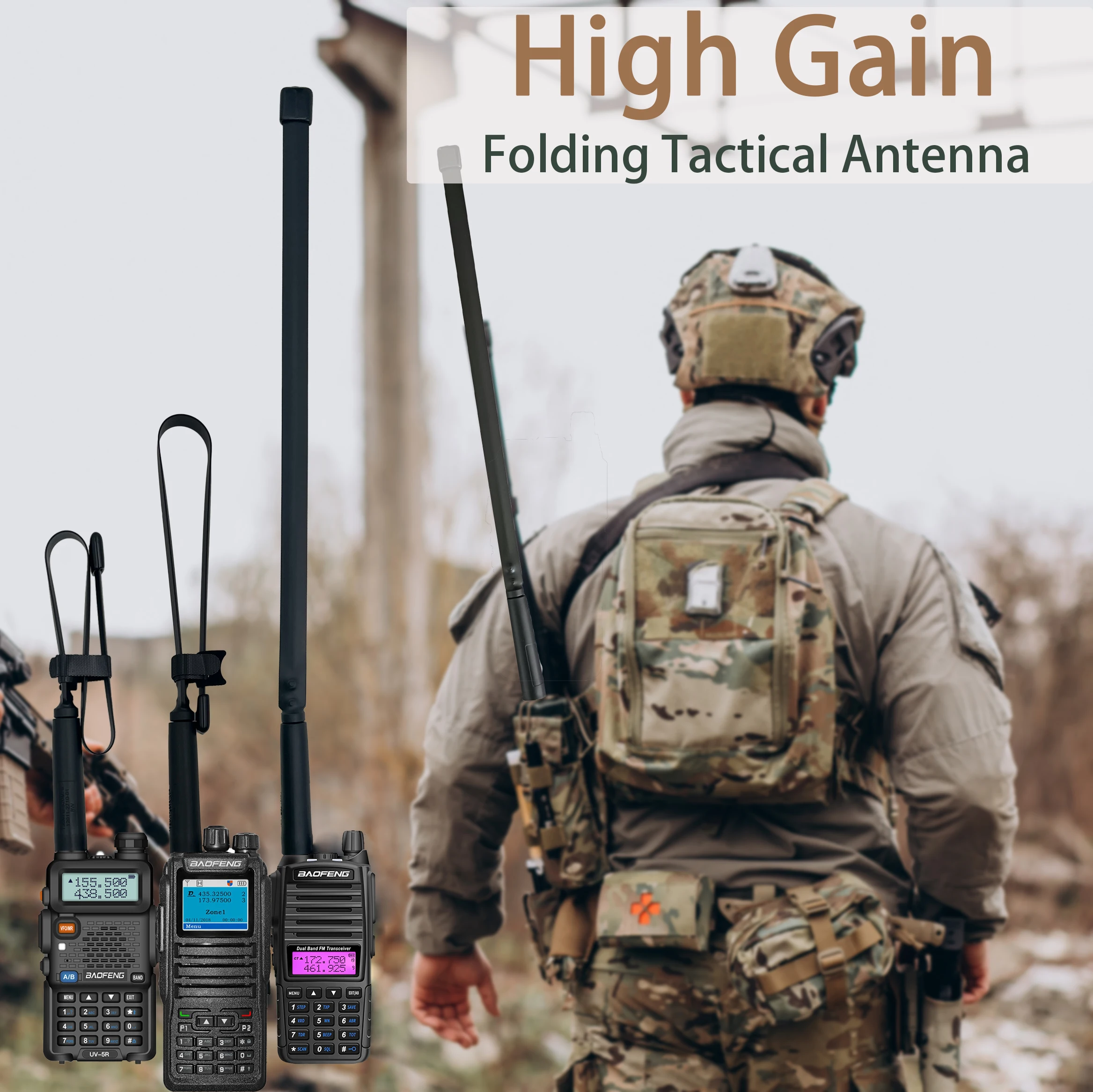 Baofeng Walkie Talkie CS Tactical Antenna UV-K5 Foldable Aerial SMA-F VHF UHF UV-5R UV-82 UV-25M UV-16 UV-68 Pro Max Accessories thumbnail 3