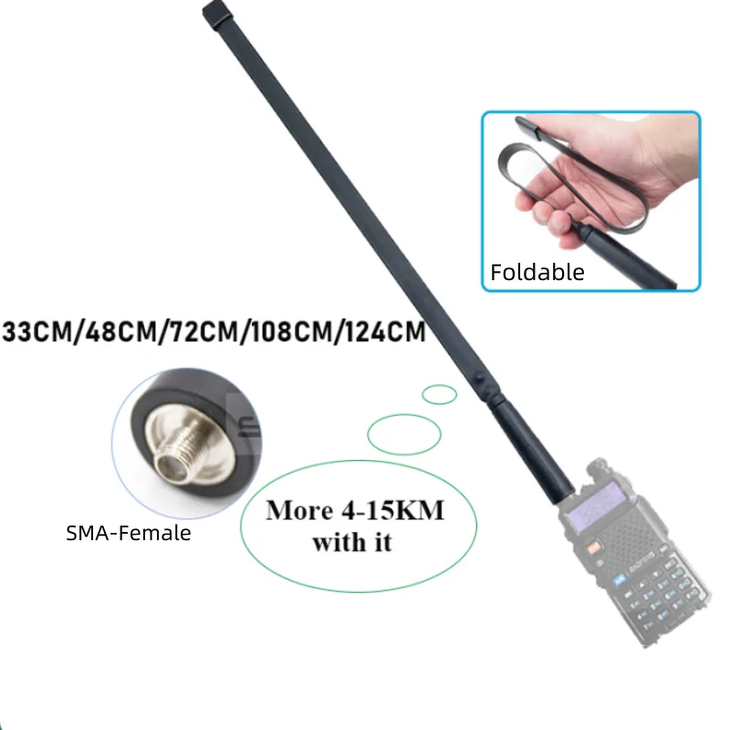 Baofeng Walkie Talkie CS Tactical Antenna UV-K5 Foldable Aerial SMA-F VHF UHF UV-5R UV-82 UV-25M UV-16 UV-68 Pro Max Accessories thumbnail 5