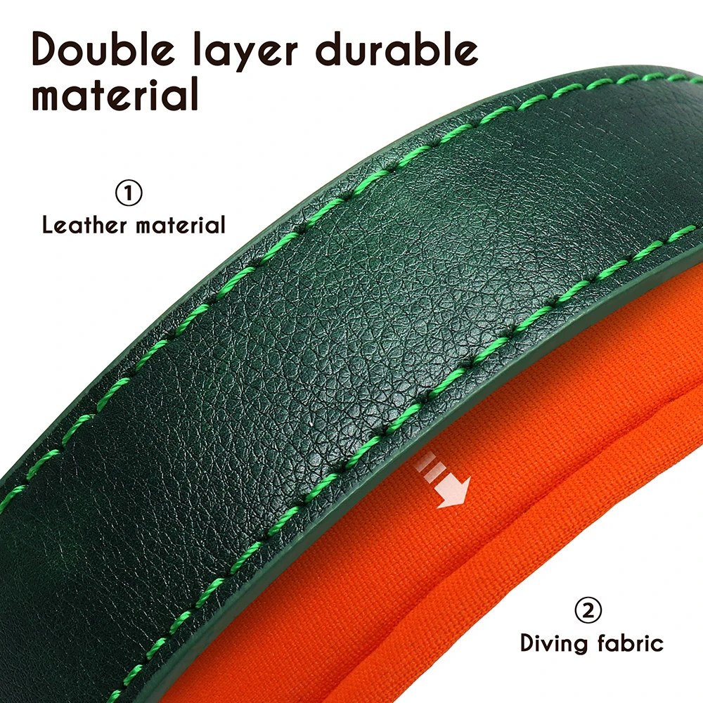 Customized PU Leather Nameplate Dog Collar Soft Padded Dogs Collars Free Engraving Name for Small Medium Large Dogs Adjustable thumbnail 5