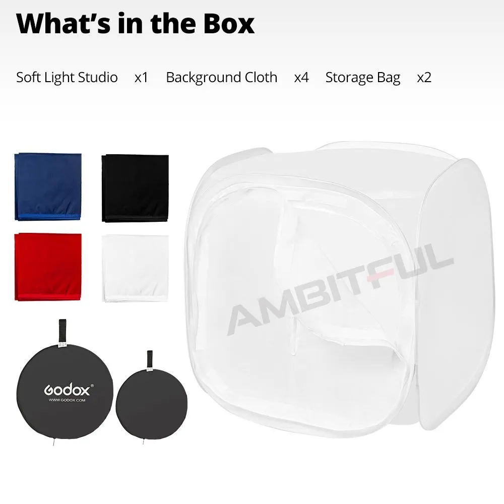 Godox 30x30cm 40x40cm 50x50cm 60x60cm 80x80cm Special Circular Light Shed Light Box Folding Studio Photography Light Shed thumbnail 6