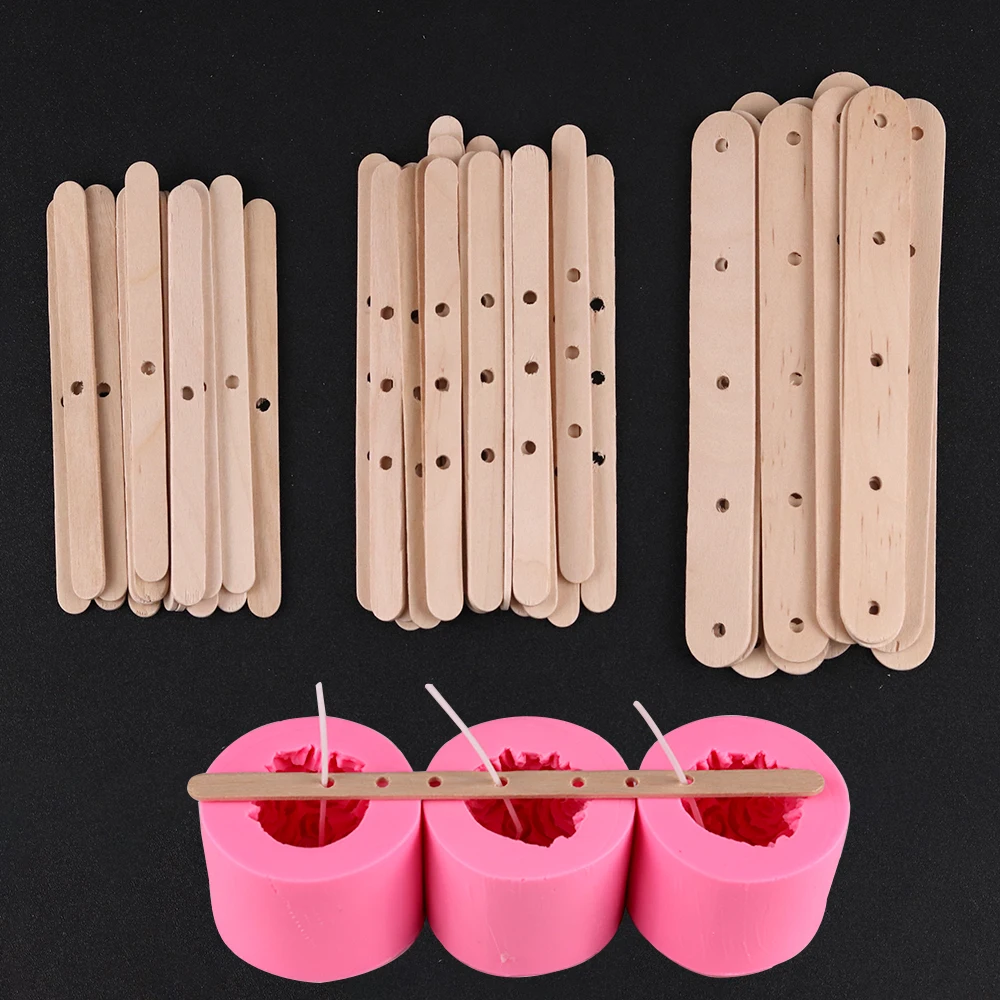 with Holes Wooden Wax Core Holder for DIY Candle Supplies Aromath Candle Making 5/20/30 Pcs Wood Sticks Wick Centering Device thumbnail 3