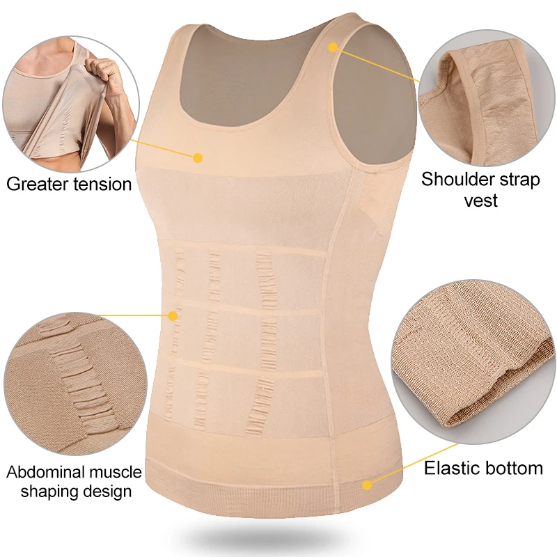 Mens Slimming Body Shaper Vest Shirt Abs Abdomen Slim Gym Workout Tummy Control Compression Tank Top Sleeveless Shapewear thumbnail 6