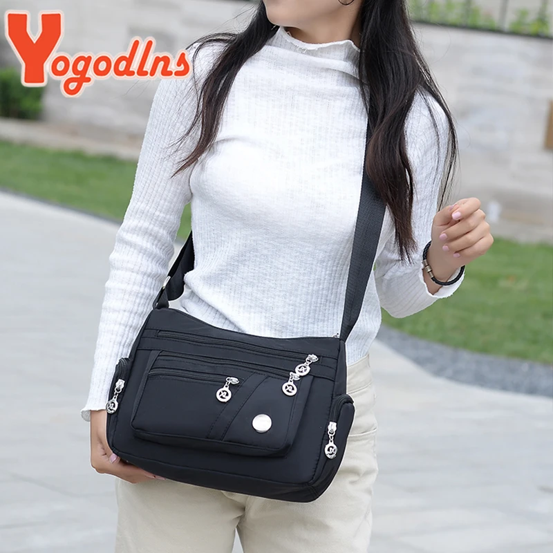 Yogodlns Fashion Women Shoulder Messenger Bag Waterproof Nylon Oxford Crossbody Bag Handbags Large Capacity Travel Bags Purse thumbnail 2