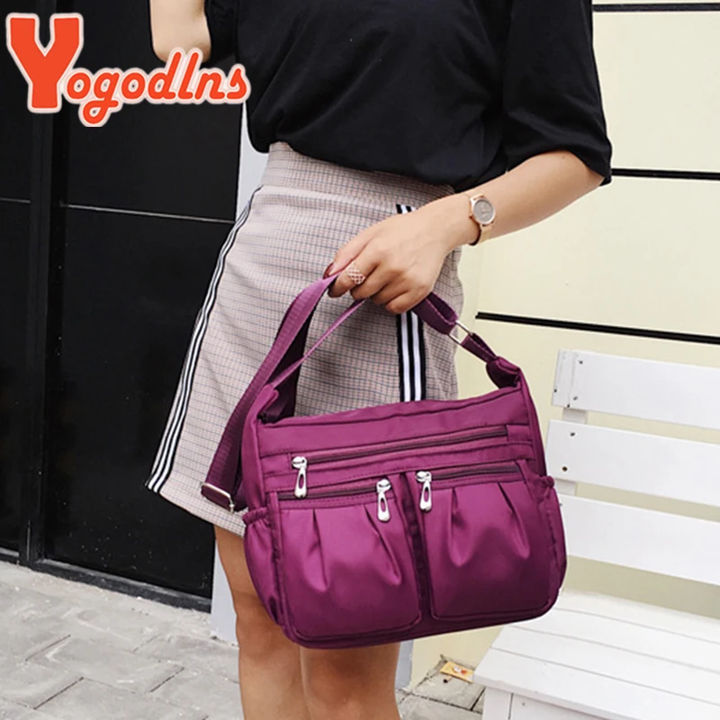 Yogodlns Fashion Women Shoulder Messenger Bag Waterproof Nylon Oxford Crossbody Bag Handbags Large Capacity Travel Bags Purse thumbnail 5