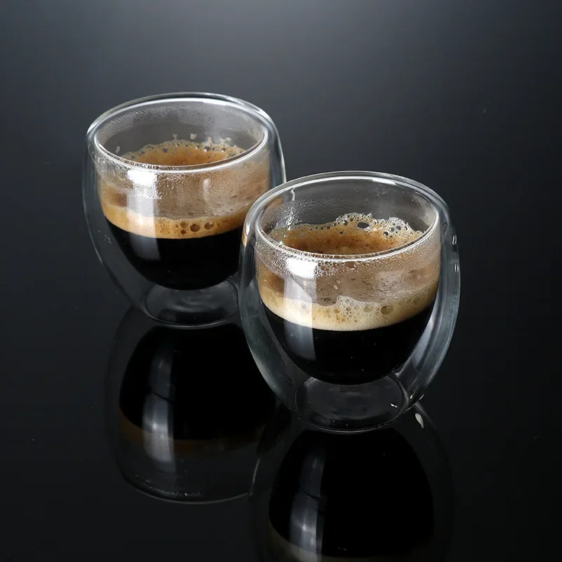 80ML Double Wall Glass Cup 1/12PCS Transparent Handmade Heat Resistant Tea Drink Whisky Wine Set Espresso Coffee Milk Mugs Gift thumbnail 5