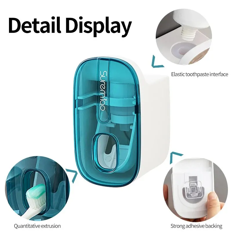 1 PCS Automatic Toothpaste Dispenser Bathroom Accessories Wall Mount Lazy Toothpaste Squeezer Toothbrush Holder thumbnail 5
